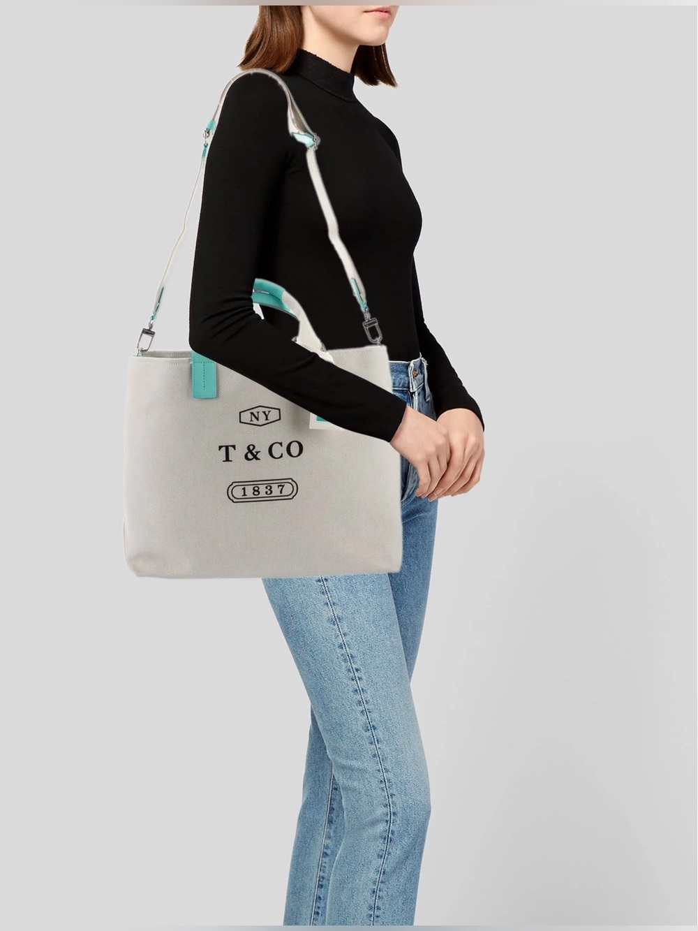 Tiffany & Co. T & CO 1837 leather blue Canvas Tote bag $2200